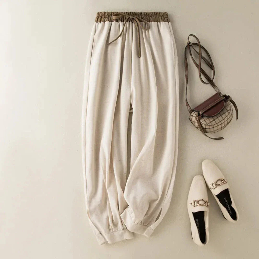 Fran Drawstring Cuff Linen Trousers
