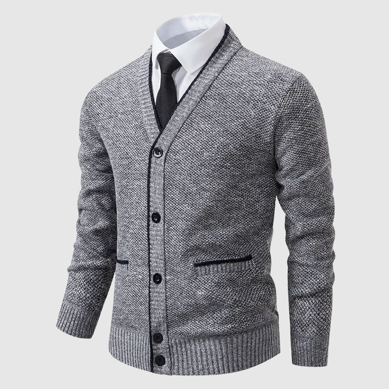 François Blanchet Elegant V Neck Cardigan Slim Fit Lightweight Knit For Modern Professionals