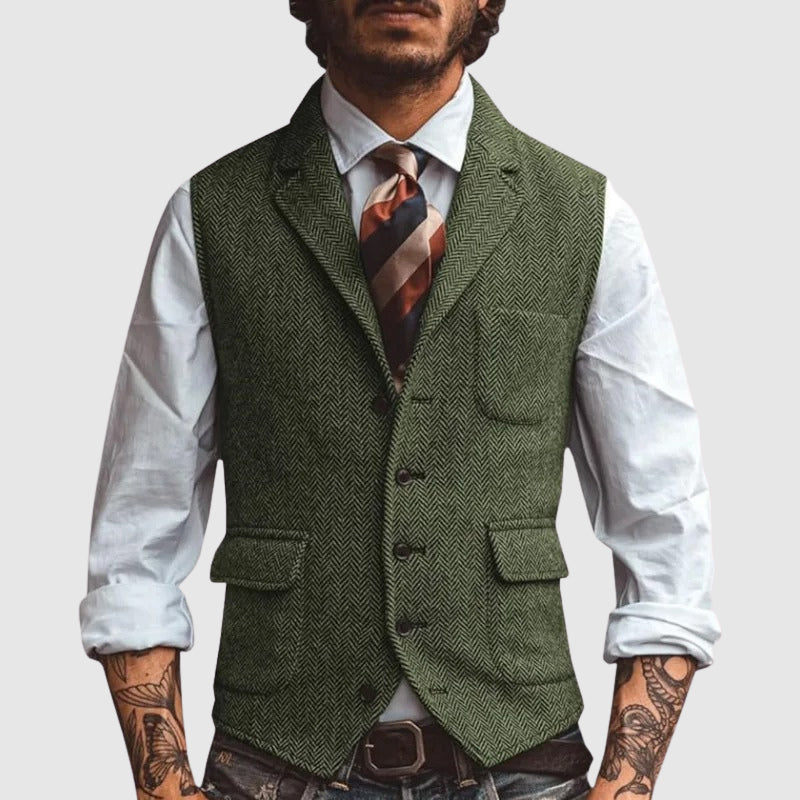 François Blanchet Herringbone Vest For Grooms Slim Fit Formalwear Elegance For Weddings And Banquets