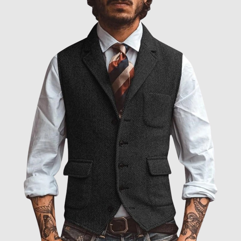 François Blanchet Herringbone Vest For Grooms Slim Fit Formalwear Elegance For Weddings And Banquets