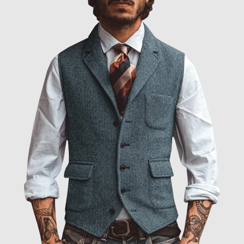 François Blanchet Herringbone Vest For Grooms Slim Fit Formalwear Elegance For Weddings And Banquets