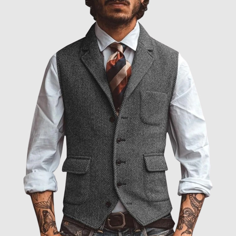 François Blanchet Herringbone Vest For Grooms Slim Fit Formalwear Elegance For Weddings And Banquets