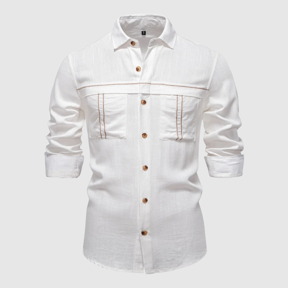François Blanchet Horizon Linen Shirt Breathable Lightweight Linen Viscose Blend For Summer Travel And Weekend Getaways