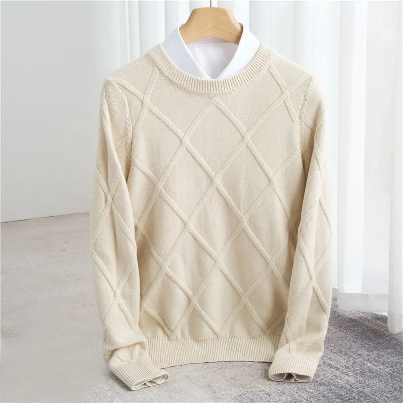 Nolan Premium Cashmere Sweater By TrendAura Soft Diamond Argyle Knit Timeless Comfort For Every Season
