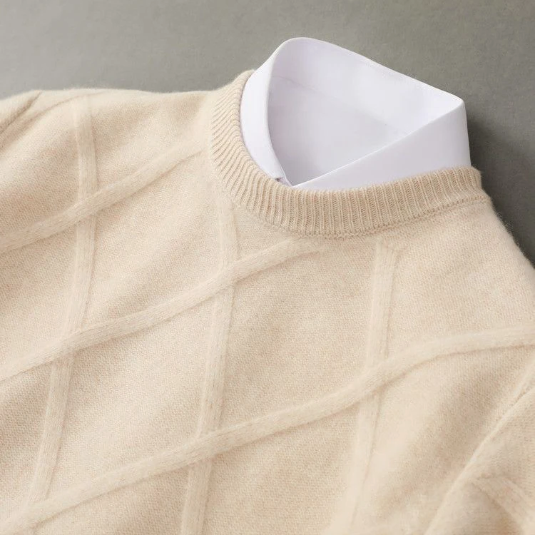 François Blanchet Premium Cashmere Sweater For Men Soft Luxury Knit With Subtle Pattern