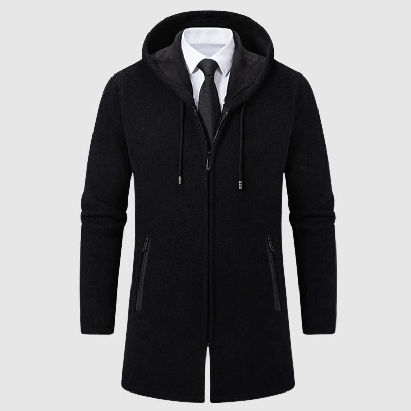 François Blanchet Rustic Hooded Coat Full-Length Zipper For Daily Commuters Warmth