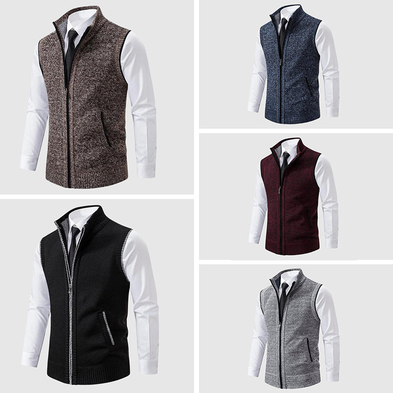 François Blanchet Zip Up Sweater Vest For Men Premium Wool Blend Cozy Layering Warmth