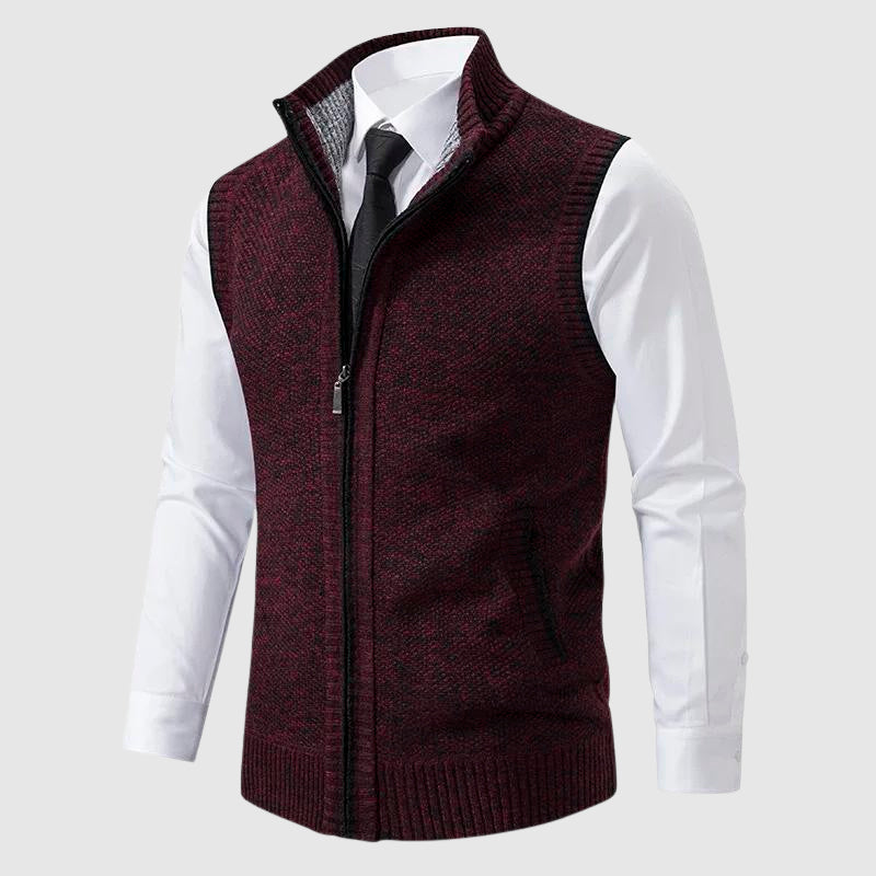 Men's Slim Fit Sweater Vest With Soft Knitted Fabric Zipper Ribbed Edges Smart Casual Modern Look