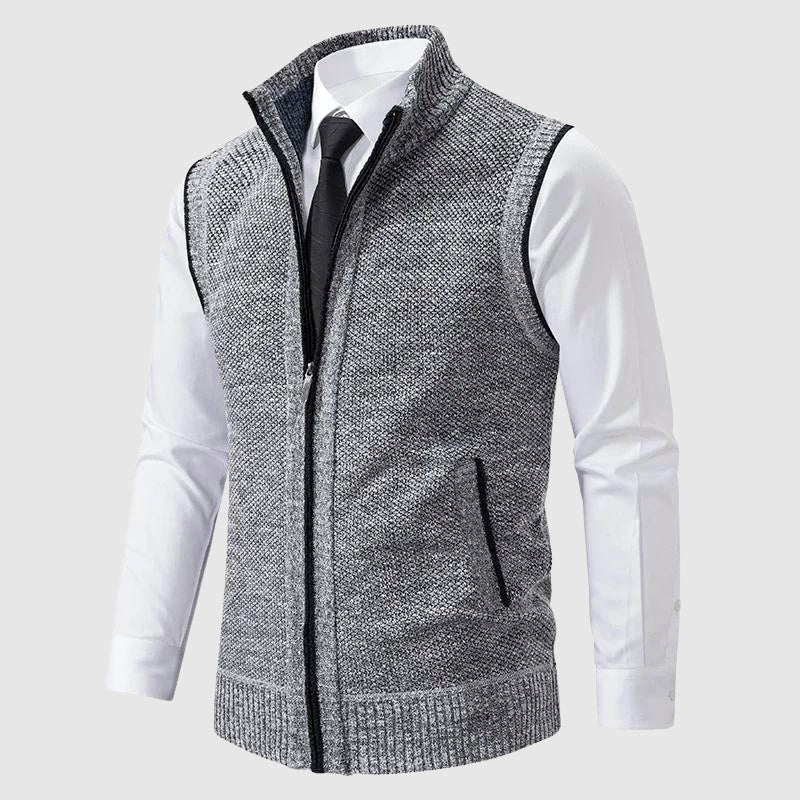 Carter Zip Up Sweater Vest For Men Wool Blend Warmth Versatile Layering Piece By TrendAura