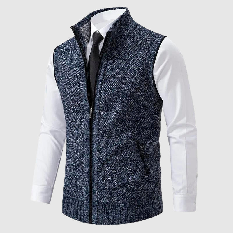 François Blanchet Zip Up Sweater Vest For Men Premium Wool Blend Cozy Layering Warmth