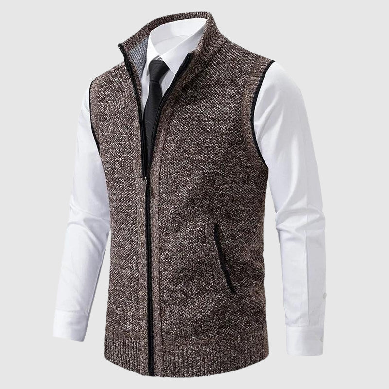 François Blanchet Zip Up Sweater Vest For Men Premium Wool Blend Cozy Layering Warmth