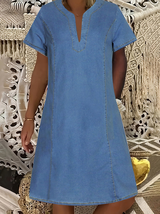 Jennifer Mini Dress For Women Easy To Wear Short Sleeve Blue Casual Chic All Day Comfort