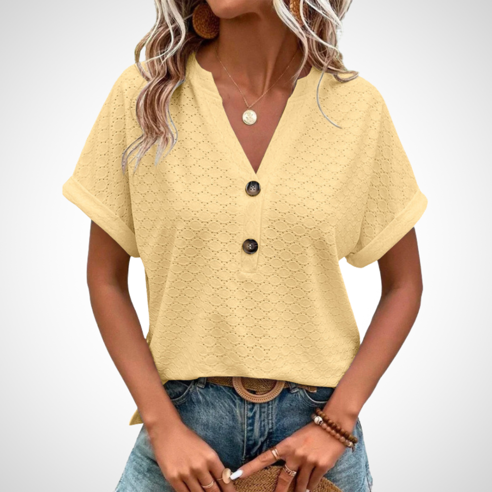Jennifer Lässig V Neck Blouse For Women Button Detail Timeless Everyday Comfort And Style