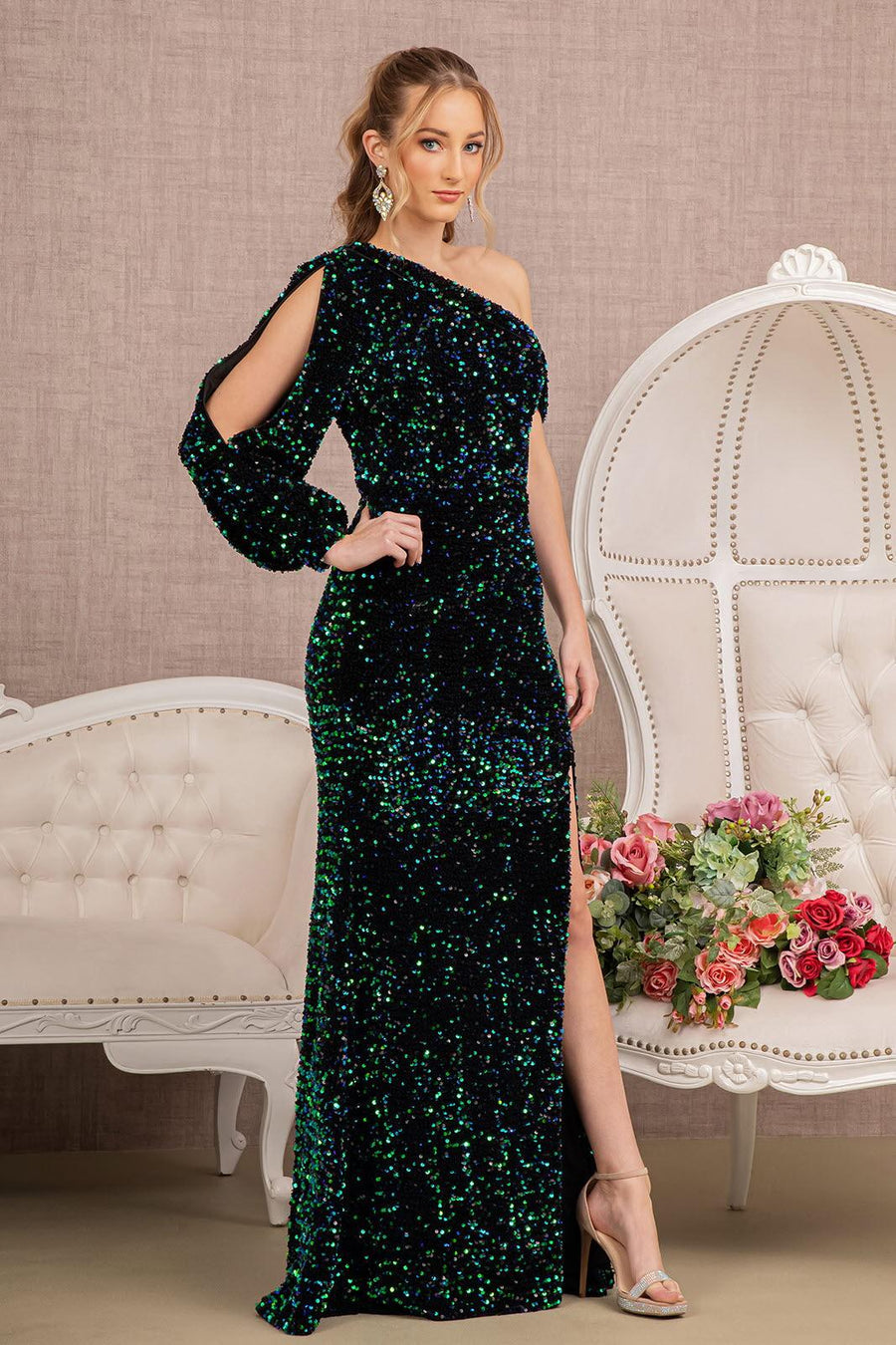 Green S Elizabeth K GL3159 Prom Long One Shoulder Formal Gown Sale - TrendAura