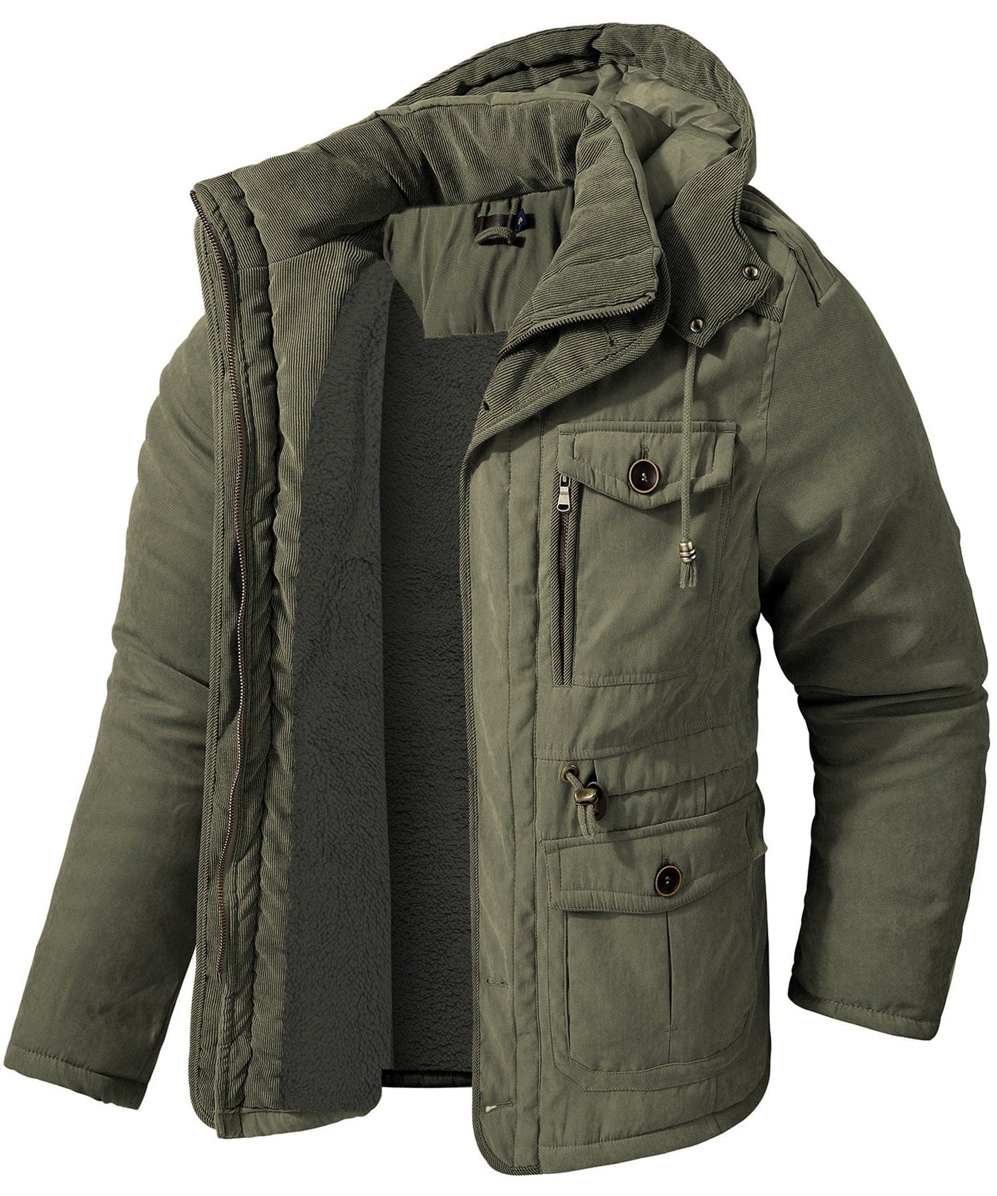 Rowan Insulated Winter Jacket for Men with Fleece Lining and Heavyweight Hood Durable Outer Layer by TrendAura