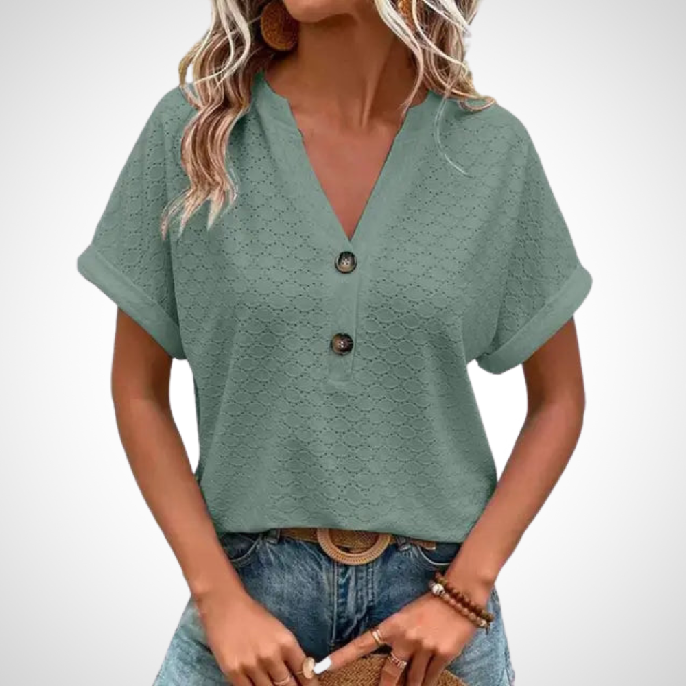 Jennifer Lässig V Neck Blouse For Women Button Detail Timeless Everyday Comfort And Style
