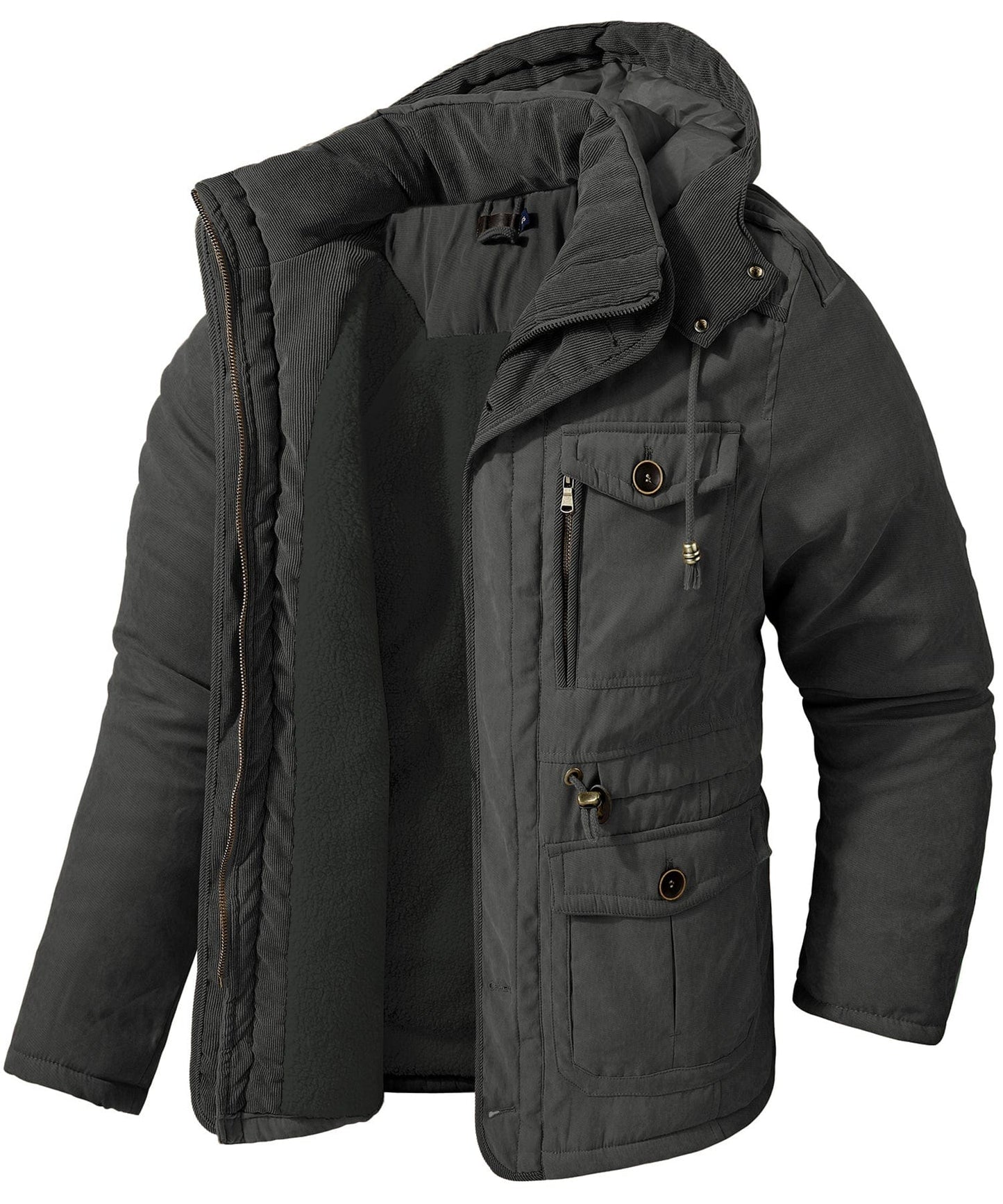 Rowan Insulated Winter Jacket for Men with Fleece Lining and Heavyweight Hood Durable Outer Layer by TrendAura
