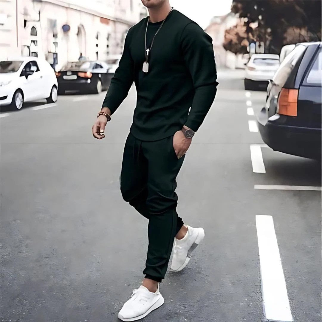 Jacob Mens Casual Two Piece Tracksuit Set With Long Sleeve Top And Jogger Pants For Daily Wear