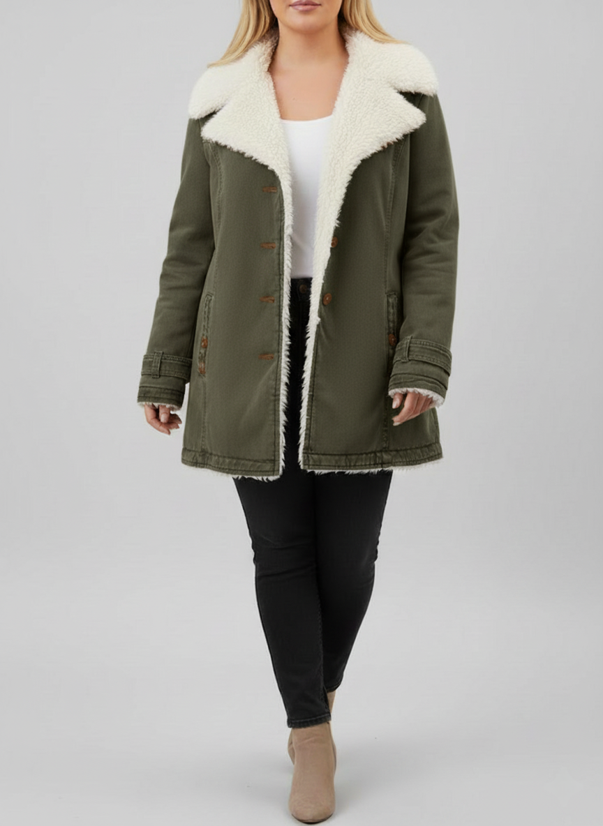 Eloura-Moda | Women's Warm Sherpa-Lined Winter Jacket, Plus Sizes