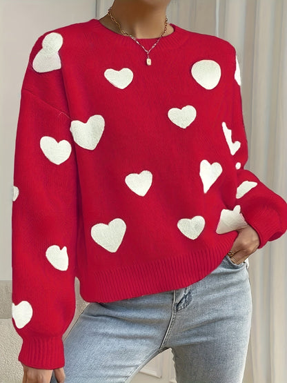 Cozy knitted sweater with heart design
