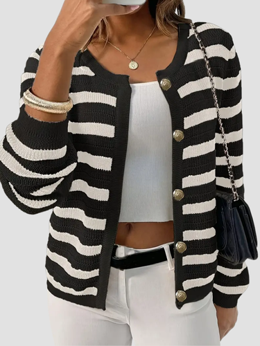 Striped women's cardigan made of soft knit