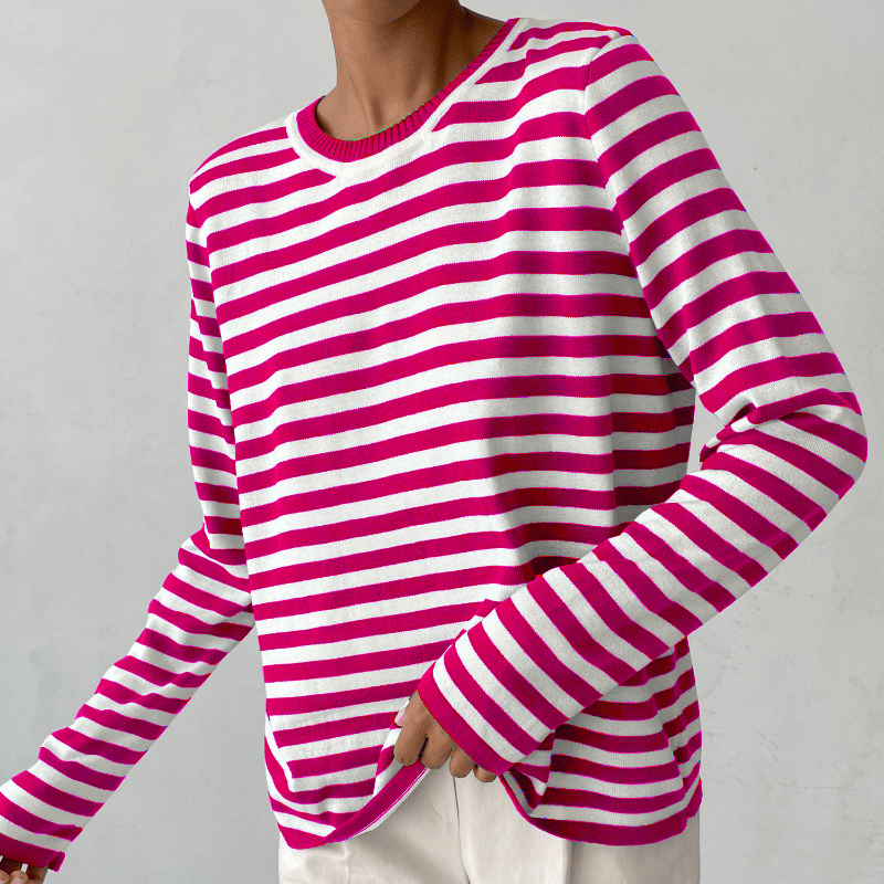 Striped women's sweater made of cotton