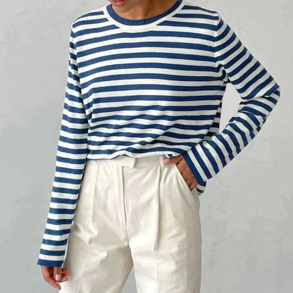 Striped women's sweater made of cotton