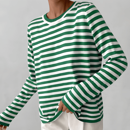 Striped women's sweater made of cotton