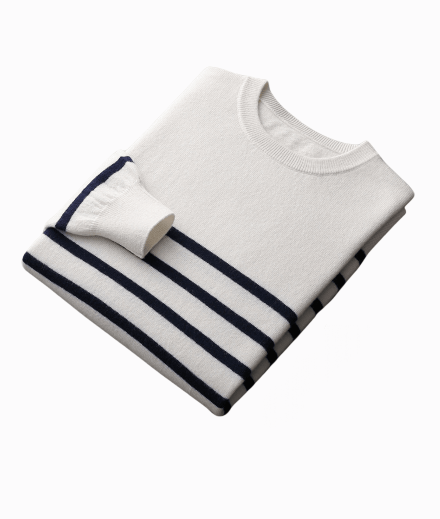 Striped Sweater with Crew Neck Collar