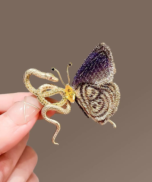 Broches papillon serpent dorées en cuivre dégradé de couleur - TrendAura