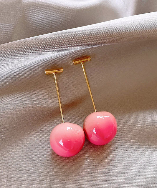 Boucles d'oreilles pendantes en alliage de cuivre rose dégradé de couleur cerise - TrendAura