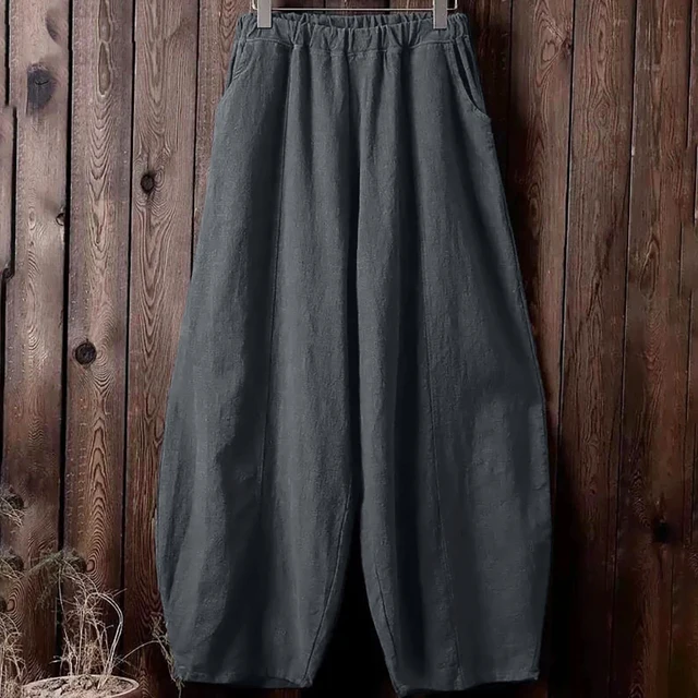 Women’s Wide Leg Pants – Relaxed Fit – Full Length – Elastic Waist – Casual Style
