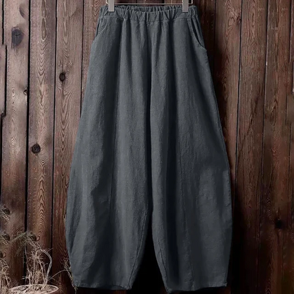 Women’s Wide Leg Pants – Relaxed Fit – Full Length – Elastic Waist – Casual Style