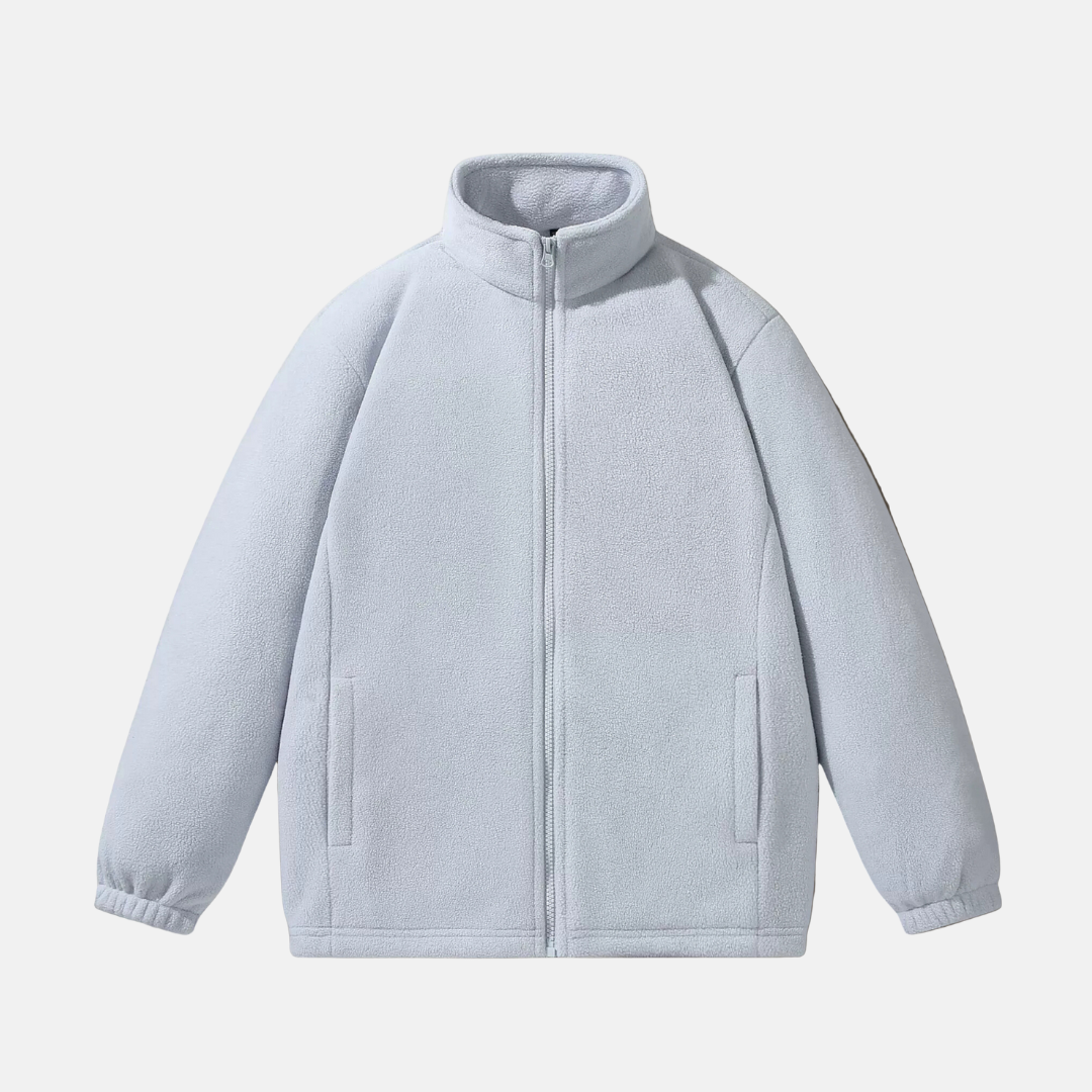 Men's Fleece Jacket With Stand Up Collar Full Zip Relaxed Fit Winter Outerwear By TrendAura