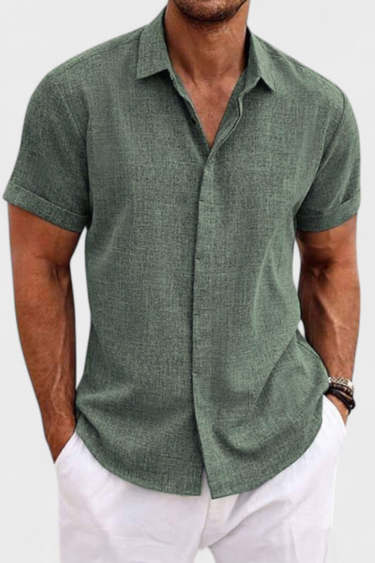 Men's Casual Short Sleeve Shirt Button Up Lightweight Breathable Regular Fit Essential