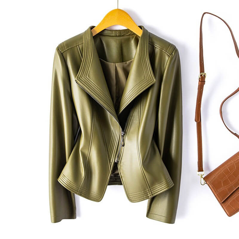 TrendAura Sophie Vegan Leather Jacket For Women Elegant Structured Fit Modern Chic