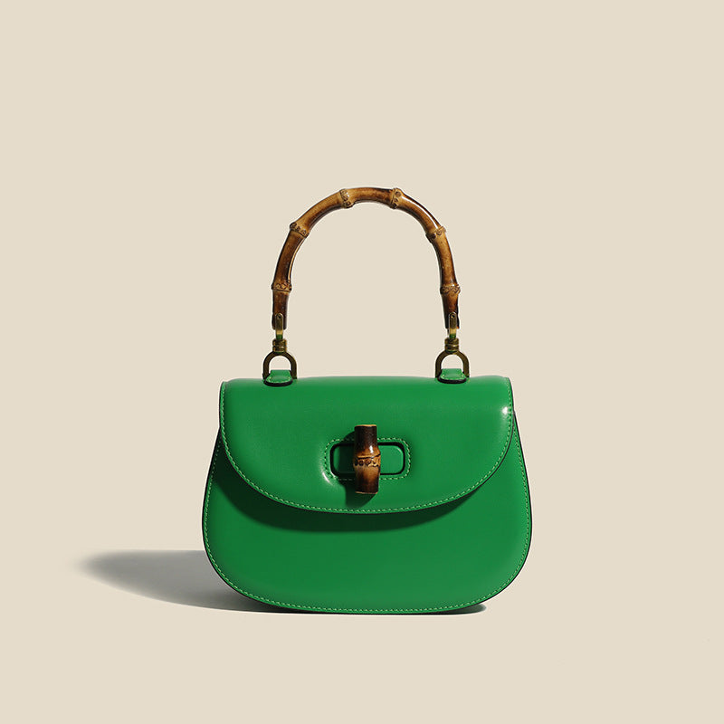 Sophie Leather Bag With Bamboo Handle Elegant Timeless Structured Design For Stylish Women