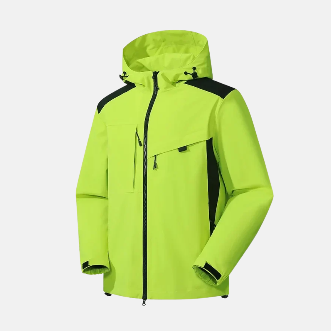 TrendAura Men’s Weather Resistant Hooded Jacket With Relaxed Fit Zip Pockets And Adjustable Hem