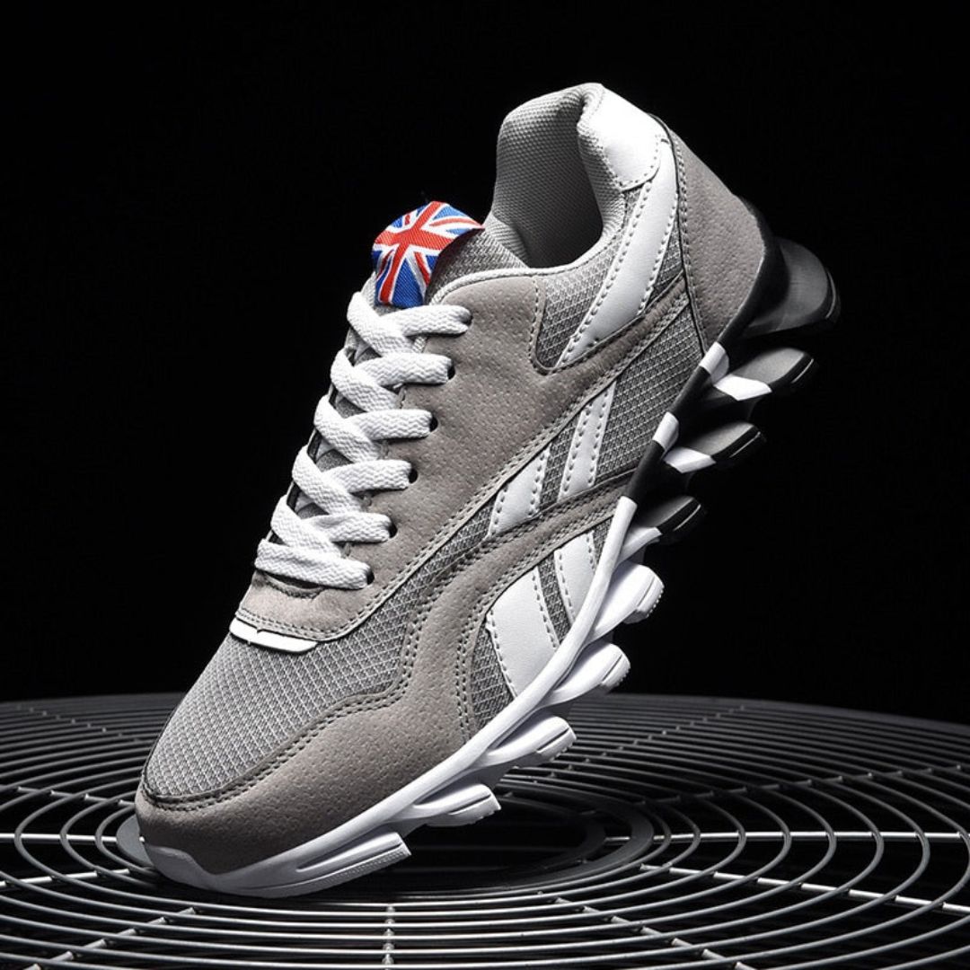 Greg Pulse Runners By TrendAura Navy Blue Running Shoes With Breathable Mesh Suede Accents And Dual Tone Sole