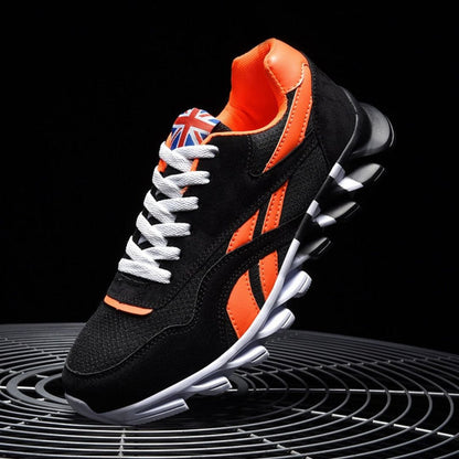 Greg Pulse Runners By TrendAura Navy Blue Running Shoes With Breathable Mesh Suede Accents And Dual Tone Sole