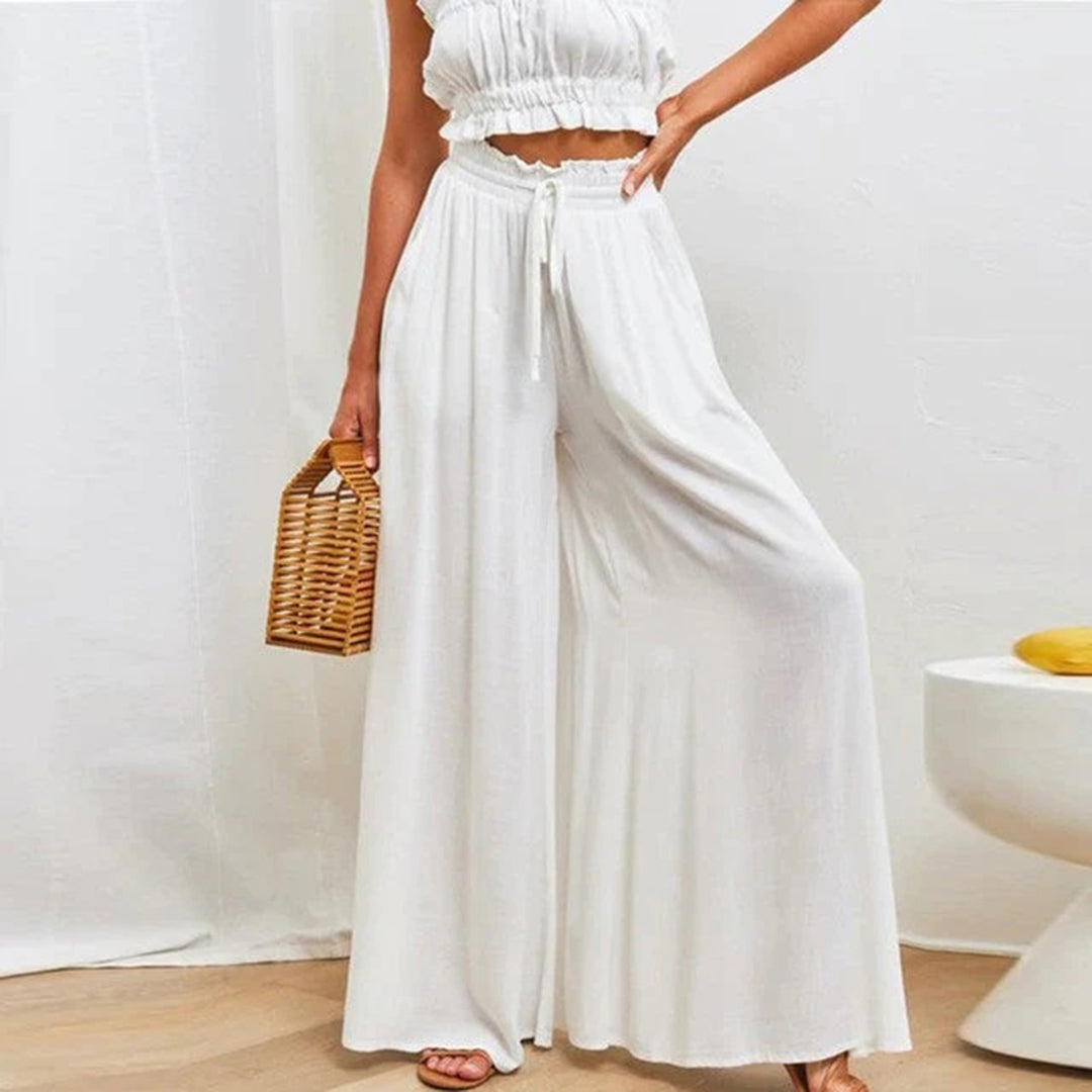 Women's Trouser - Light and Airy - High Waist with Drawstring - With Pockets