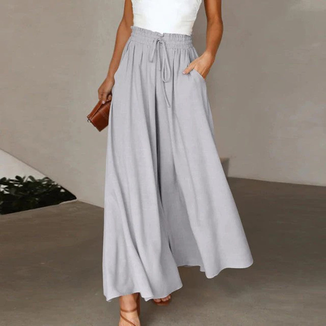 Women's Trouser - Light and Airy - High Waist with Drawstring - With Pockets