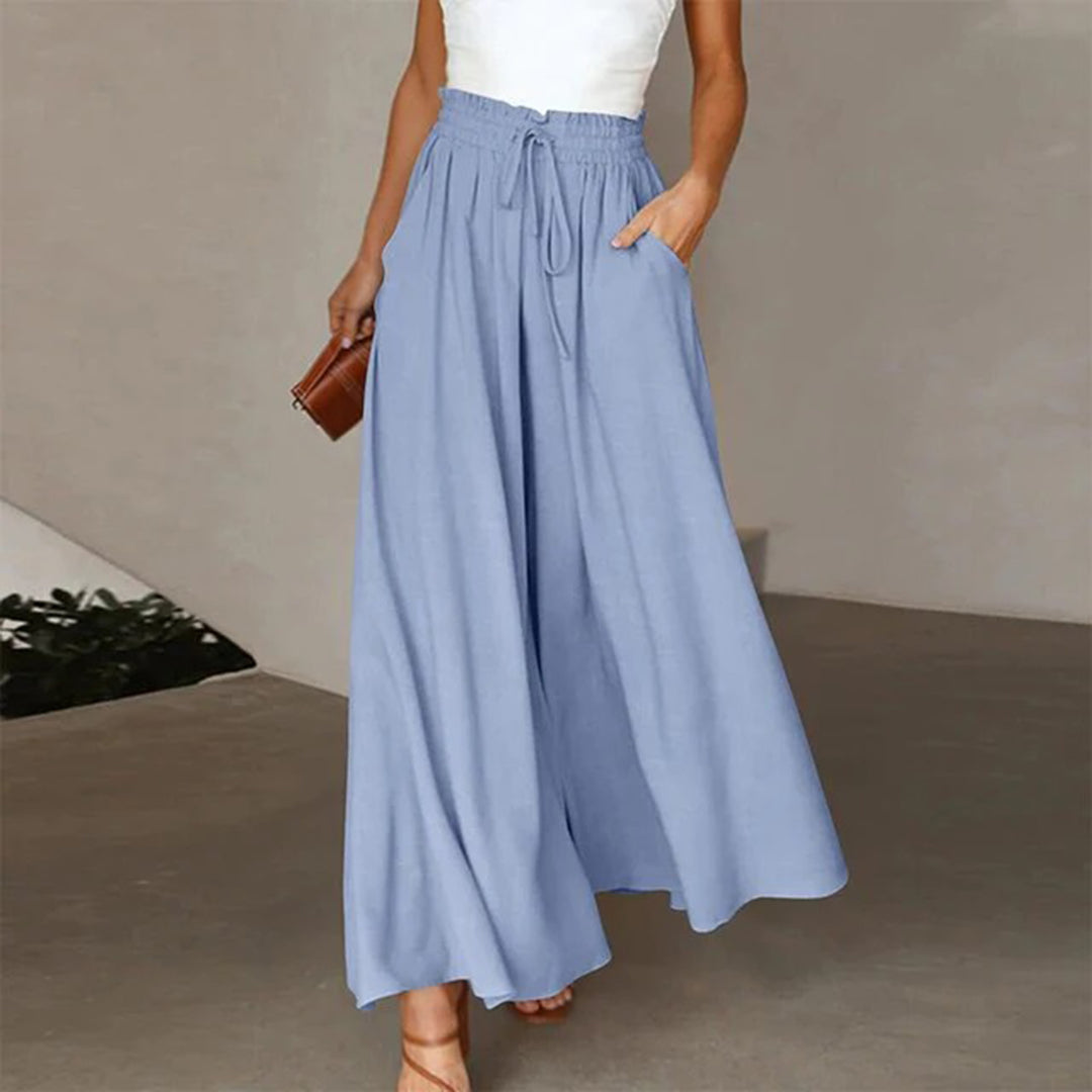 Women's Trouser - Light and Airy - High Waist with Drawstring - With Pockets