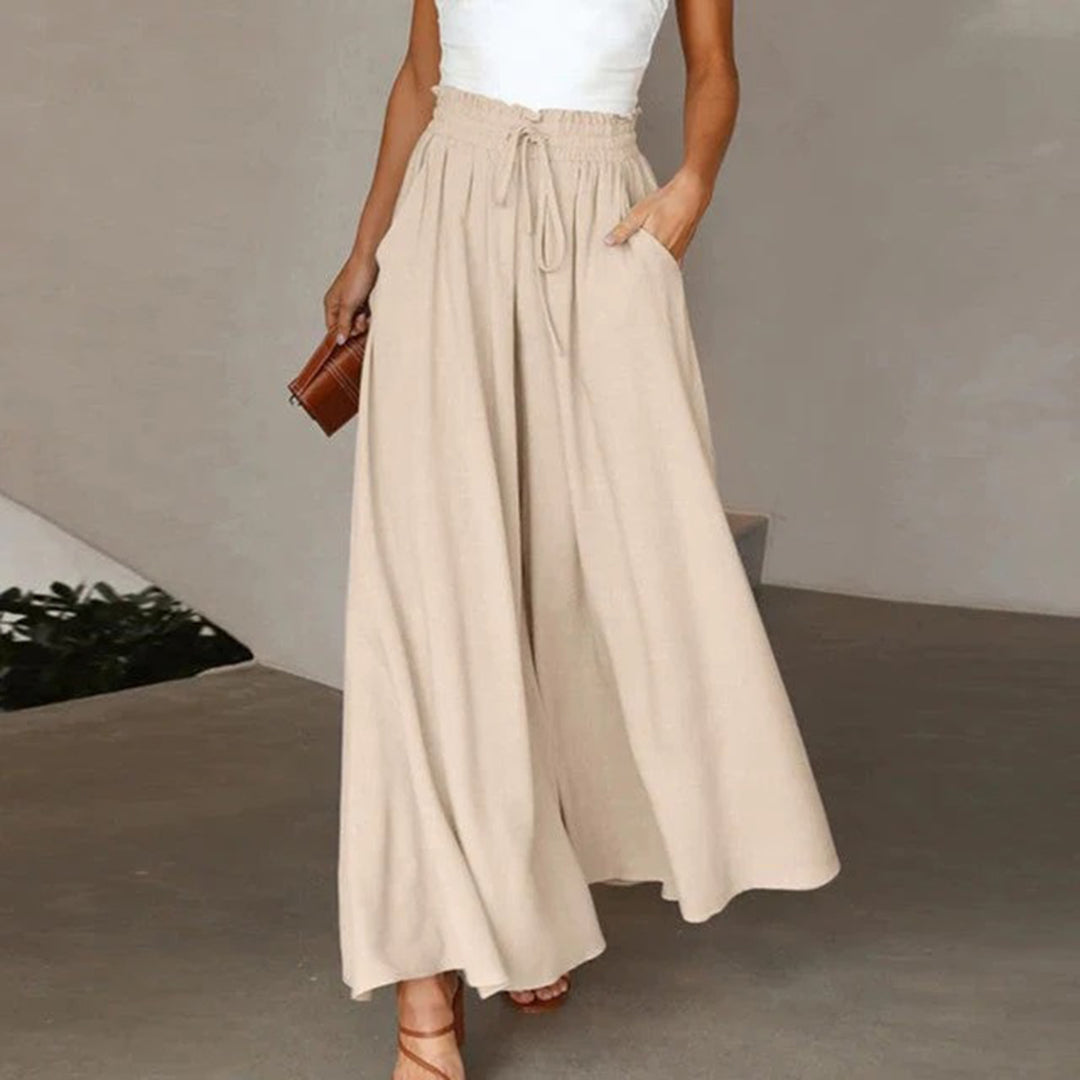 Women's Trouser - Light and Airy - High Waist with Drawstring - With Pockets