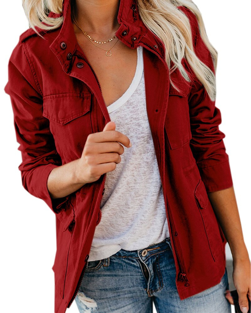 Stylish mid-layer jacket in blended cotton with practical pockets - Women