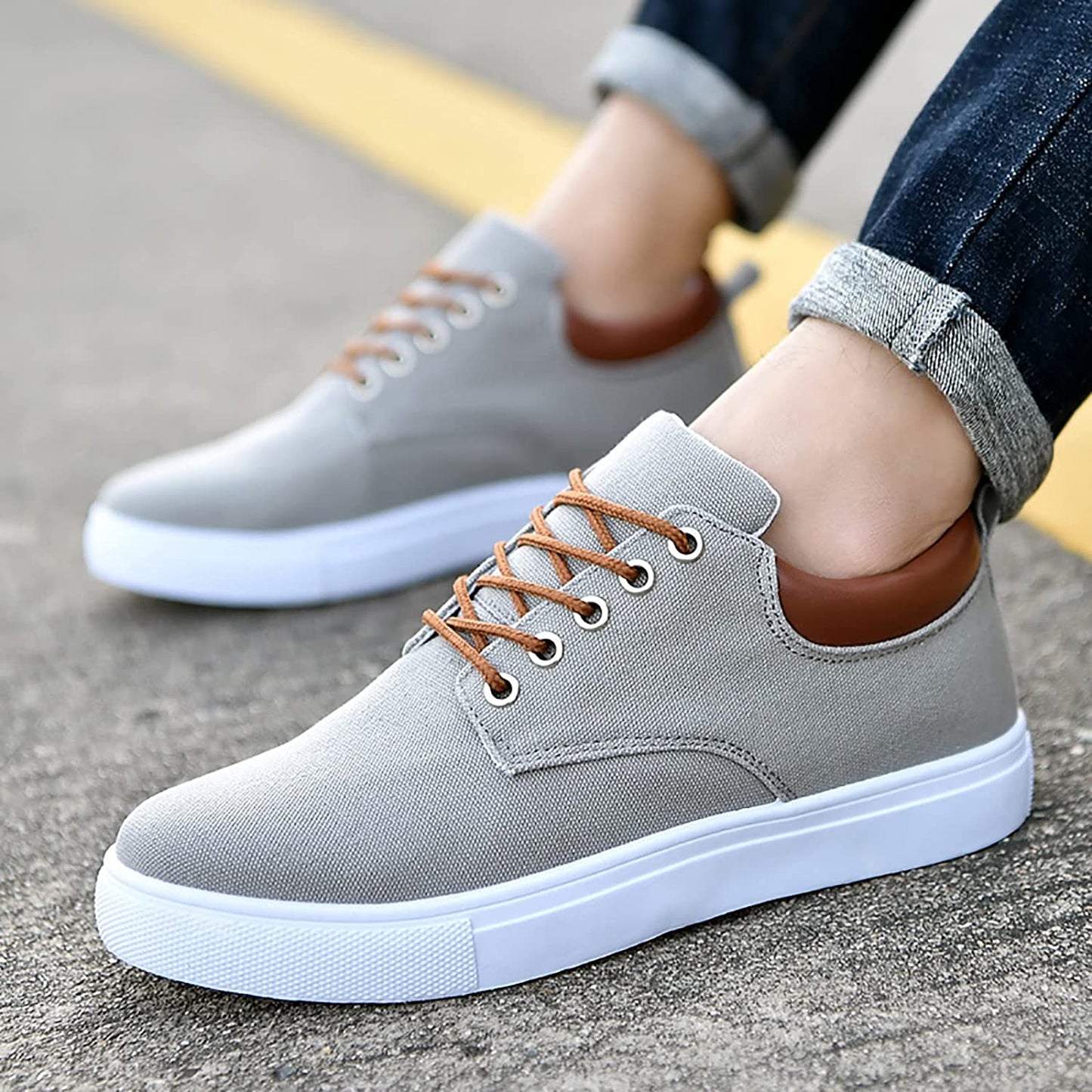Max Men's White Sneakers for All Day Comfort and Sharp Style, Everyday Casual and Office Ready
