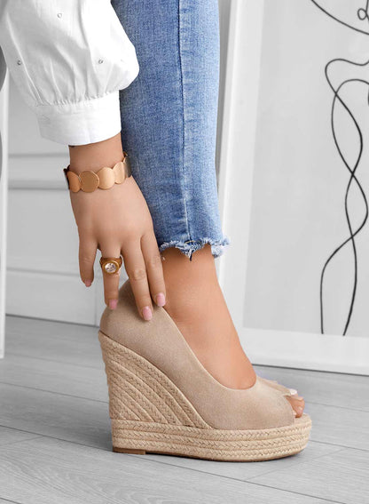 Stella | Women's suede sandals with wedge heel for summer