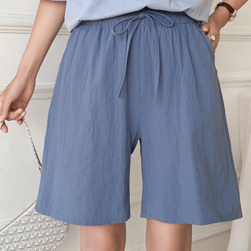 Women’s Knee-Length Shorts – Relaxed Fit – Elastic Waist – Cotton Blend – Drawstring