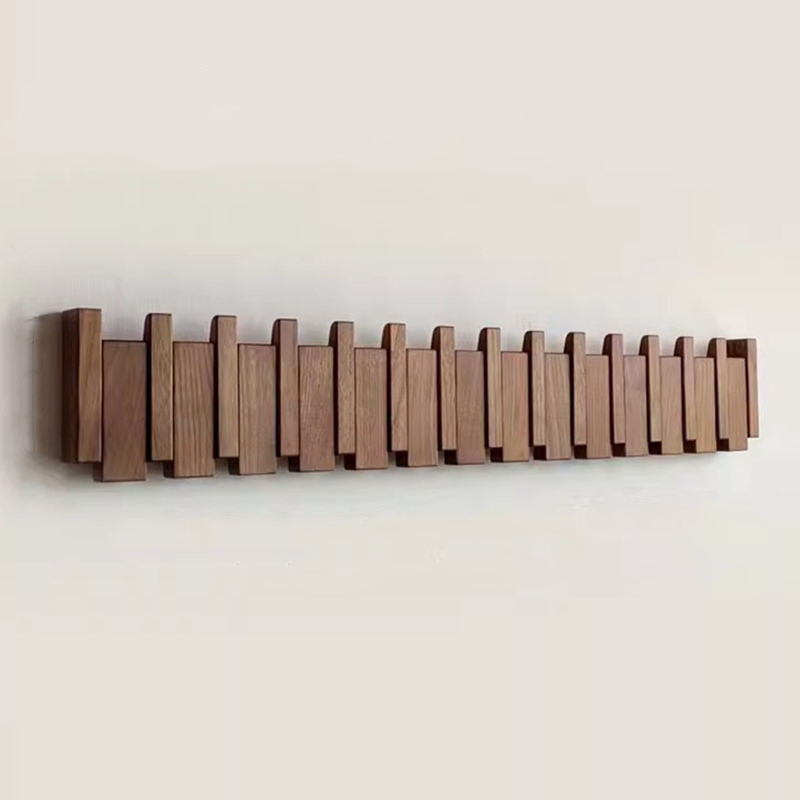 Wall-mounted wooden coat rack - Handmade piano coat rack with foldable hooks