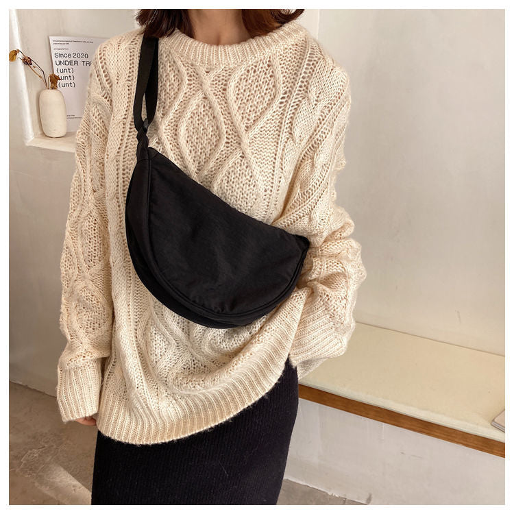 TrendAura Nevaeh Crescent Crossbody Bag - Soft Textured Fabric, Adjustable Strap For Everyday Use